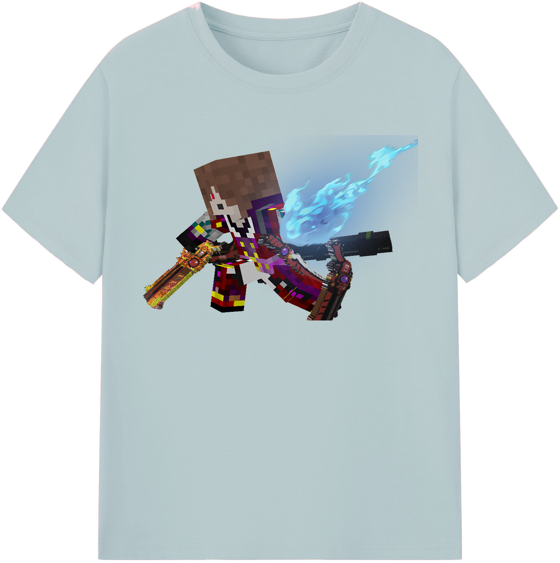 （画像用） マインクラフト ブロックの世界 Minecraft MC Block world 綿100％半袖Tシャツ（フロントプリント）